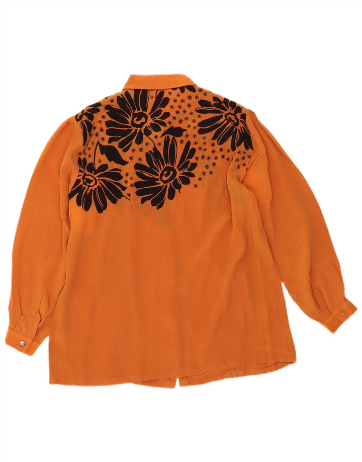 Blusa feminina VINTAGE UK 16 grande laranja floral