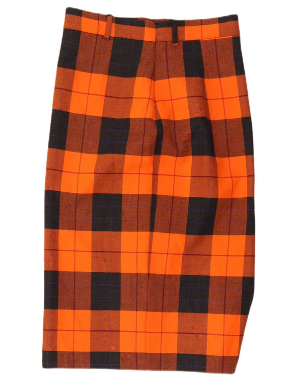Vintage Womens Straight Skirt W30 Medium Orange Plaid