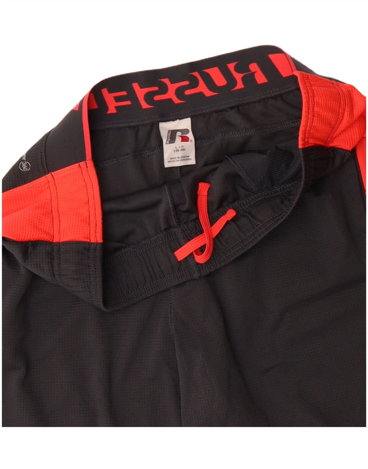 Shorts esportivos gráficos masculinos RUSSELL ATLÉTICO grande bloco colorido cinza