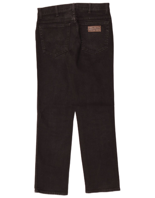 Wrangler Masculino Texas Stretch Straight Jeans W31 L32 Algodão Preto