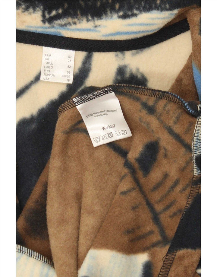 Jaqueta de lã feminina vintage com padrão abstrato Reino Unido 24 4XL marrom colorblock