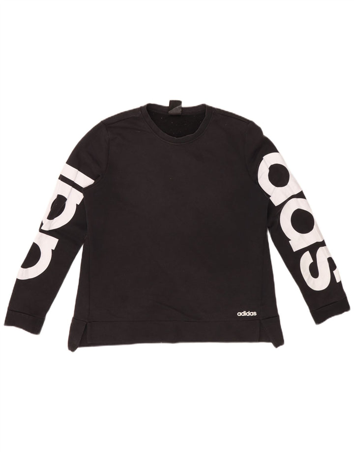 Adidas Womens Climalite Graphic Moletom Jumper IT 44 Médio Algodão Preto