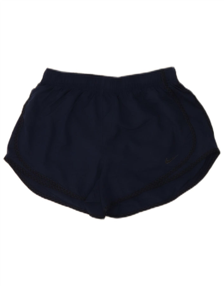 Shorts esportivos femininos Nike Dri Fit UK 12 poliéster azul marinho médio