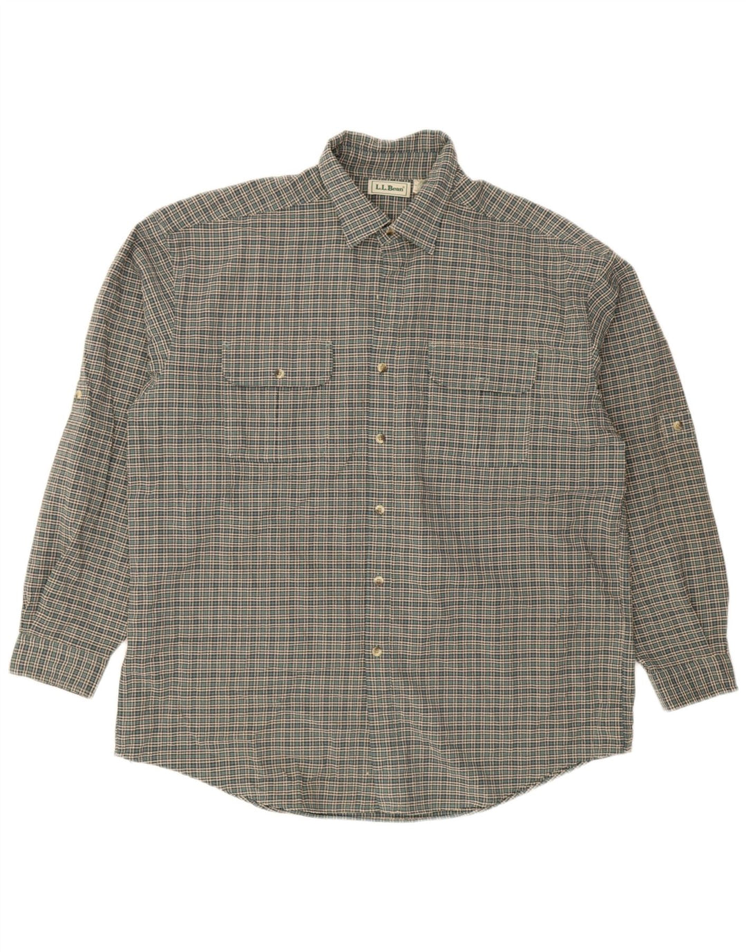 Camisa masculina de flanela L.L.Bean XL poliéster xadrez verde