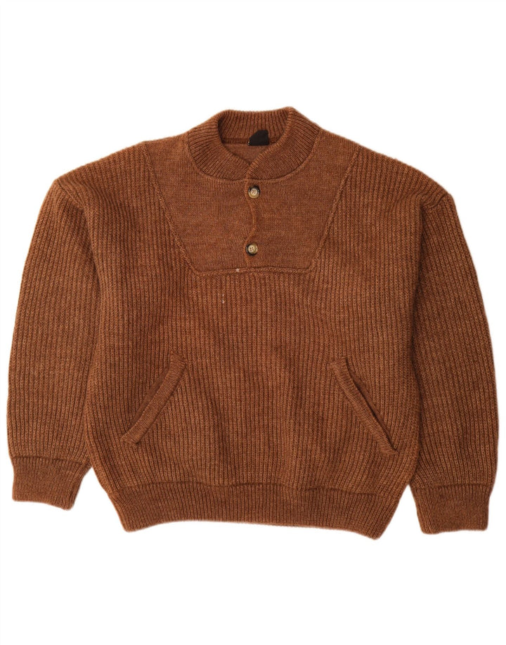 Suéter masculino Ivy Oxford com gola com botão e lã marrom grande