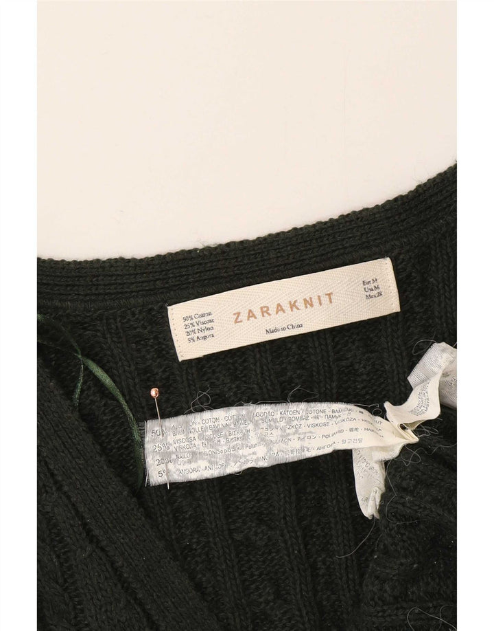 Suéter cardigã feminino Zara Reino Unido 12 algodão verde médio