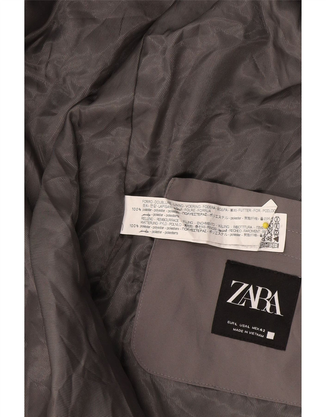 Zara Mens Gilet UK 40 Grande Poliéster Cinza