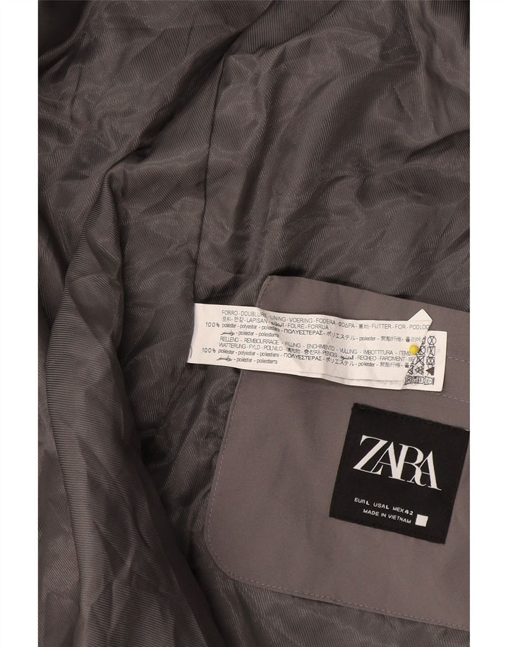 Zara Mens Gilet UK 40 Grande Poliéster Cinza