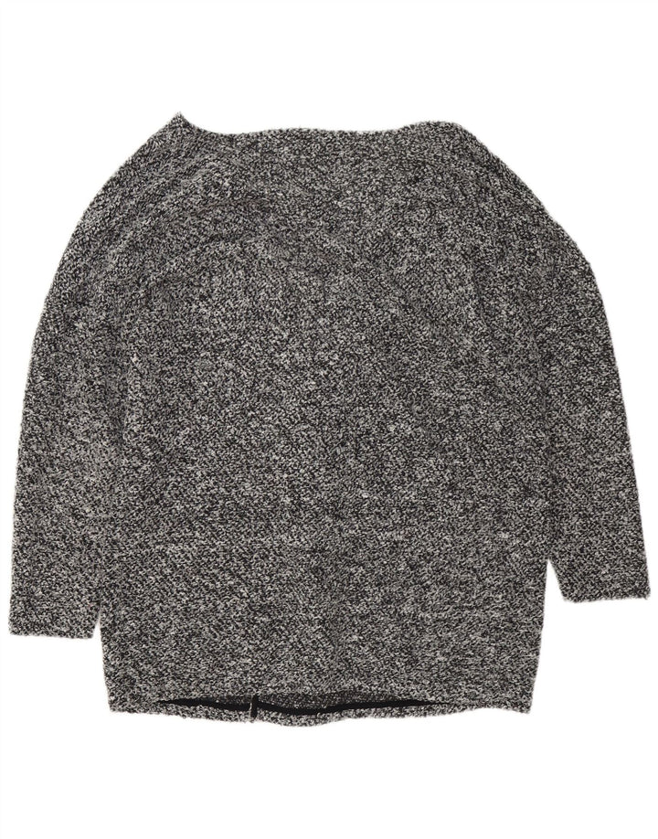 Suéter cardigã feminino Marks & Spencer Reino Unido 20 2XL poliéster manchado cinza