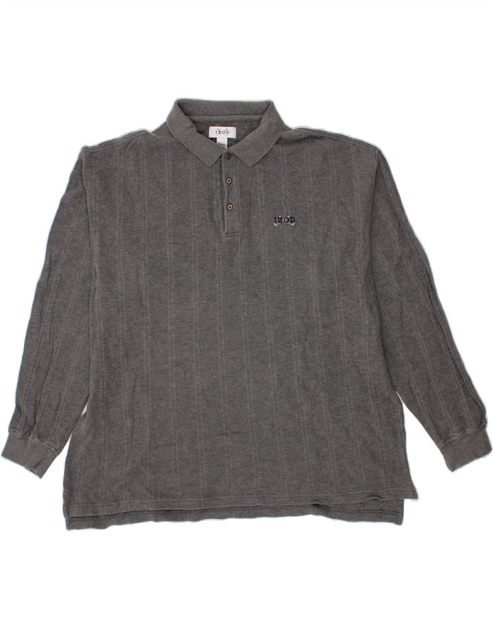IZOD Mens Long Sleeve Polo Shirt XL Grey Cotton Vintage Izod and Second-Hand Izod from Messina Hembry 