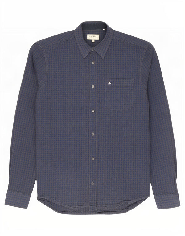 Camisa masculina slim fit Jack Wills, algodão guingão azul marinho médio