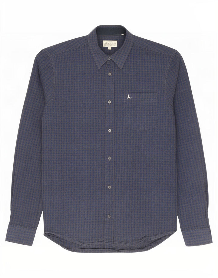 Camisa masculina slim fit Jack Wills, algodão guingão azul marinho médio