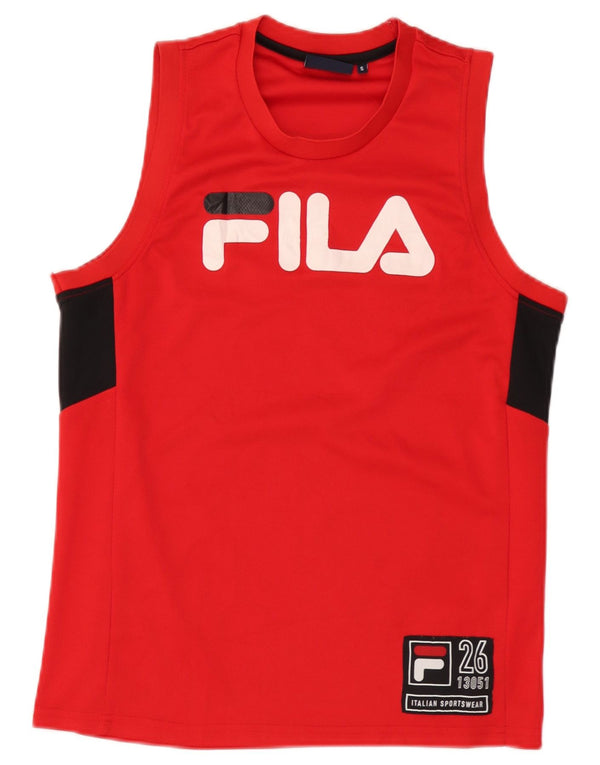 Fila Mens Graphic Vest Top Pequeno Poliéster Colorblock Vermelho