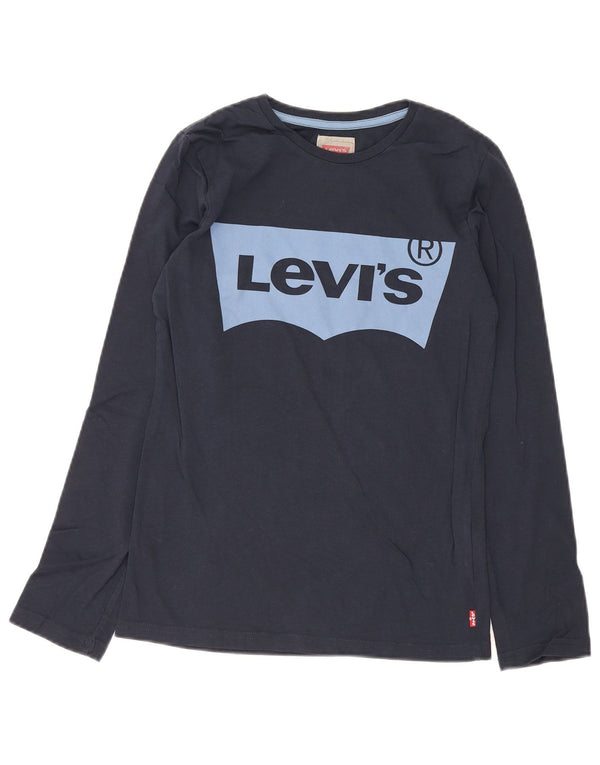 Top gráfico regular Levi's Boys manga comprida 13-14 anos azul marinho algodão