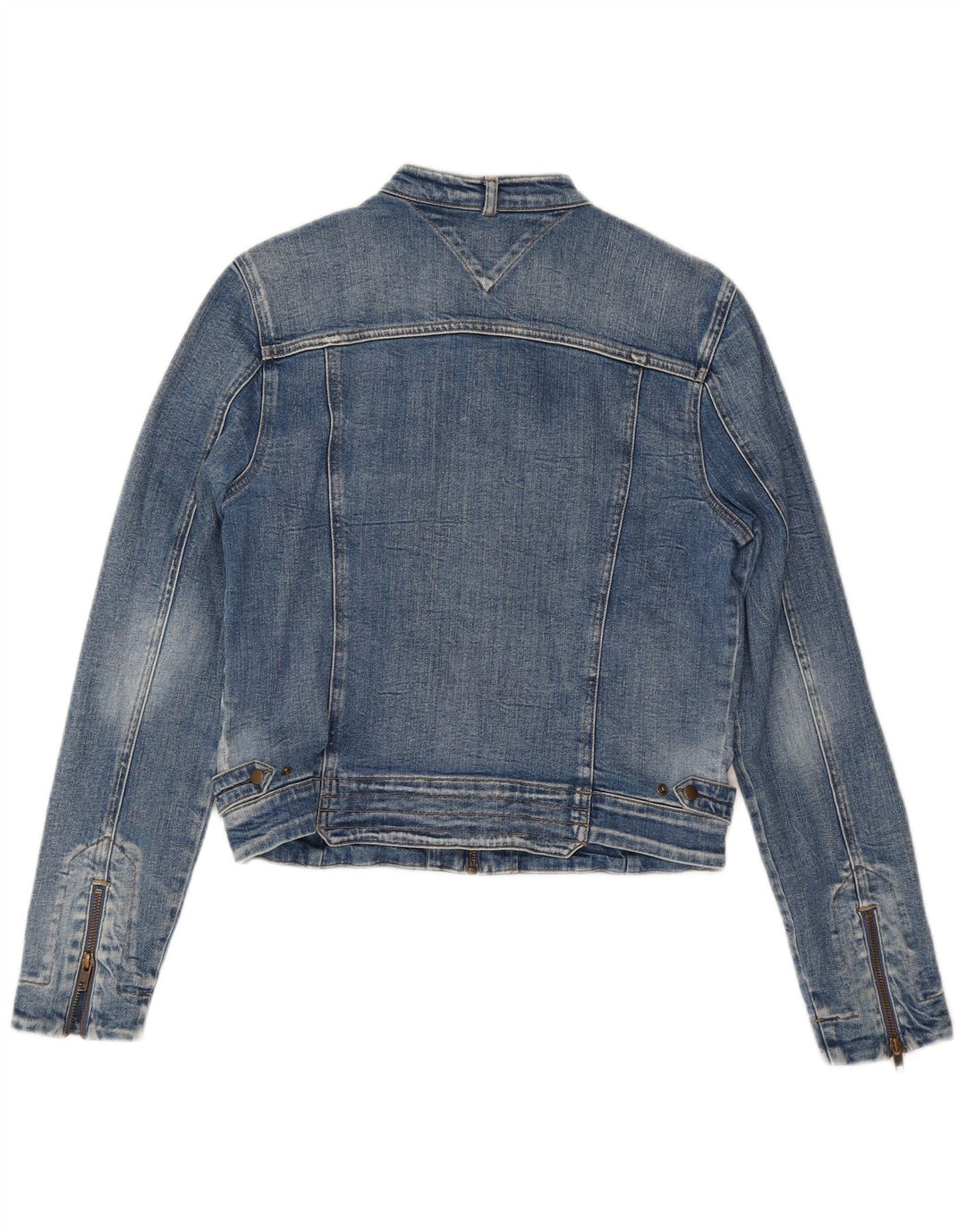 Jaqueta jeans feminina Tommy Hilfiger Reino Unido 14 grande algodão azul