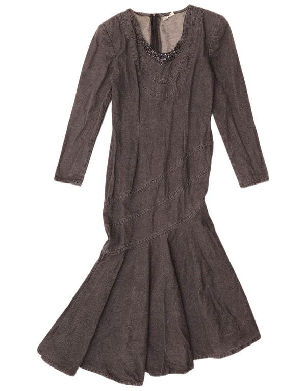 Vestido sereia jeans feminino de manga comprida Paradise EUA 1 XS algodão preto