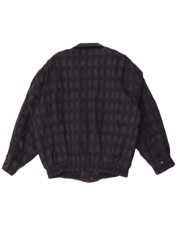 Jaqueta bomber militar masculina Trevira UK 44 2XL poliéster xadrez azul marinho