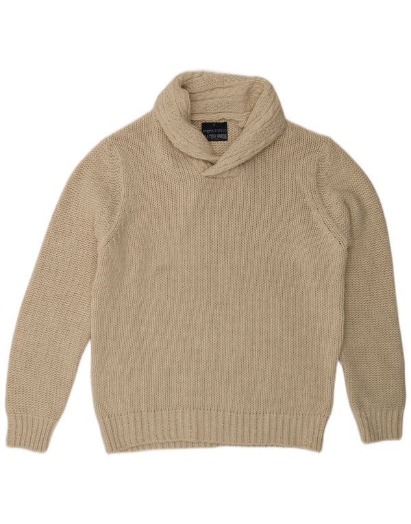 Angelo Litrico Suéter masculino com gola xale XL bege acrílico