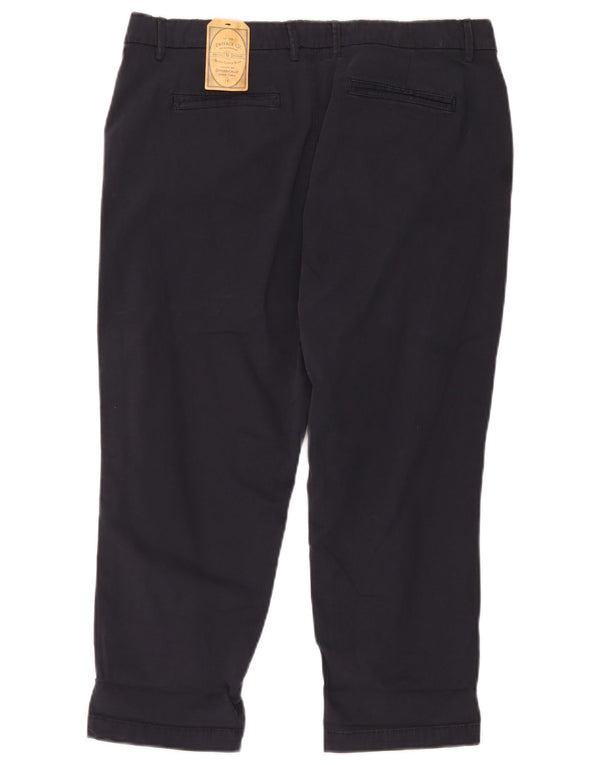 Calça capri reta feminina Fat Face UK 14 grande W34 L22 azul marinho