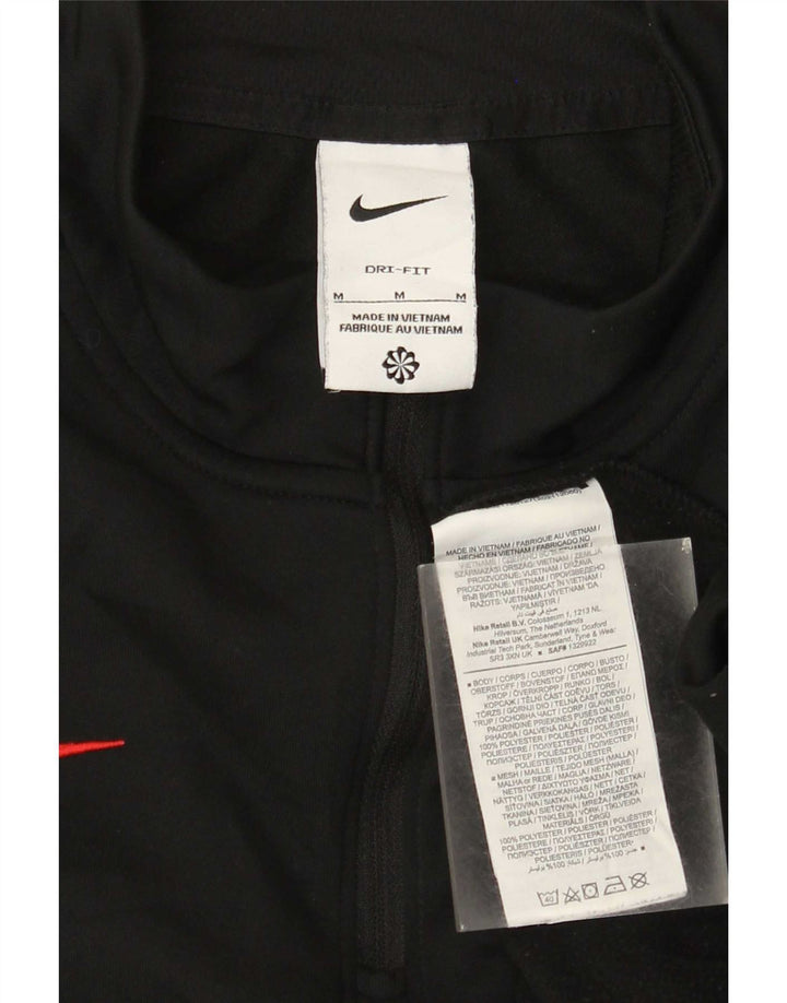 Nike Mens Dri Fit Zip Neck Pullover Treino Top Médio Preto Colourblock