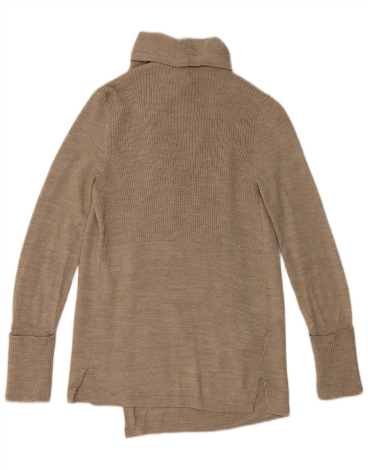 Suéter cardigã aberto feminino EDDIE BAUER Reino Unido 6 XS bege acrílico