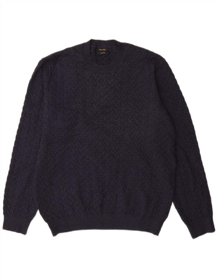 Suéter masculino Massimo Dutti com gola redonda XL azul marinho viscose