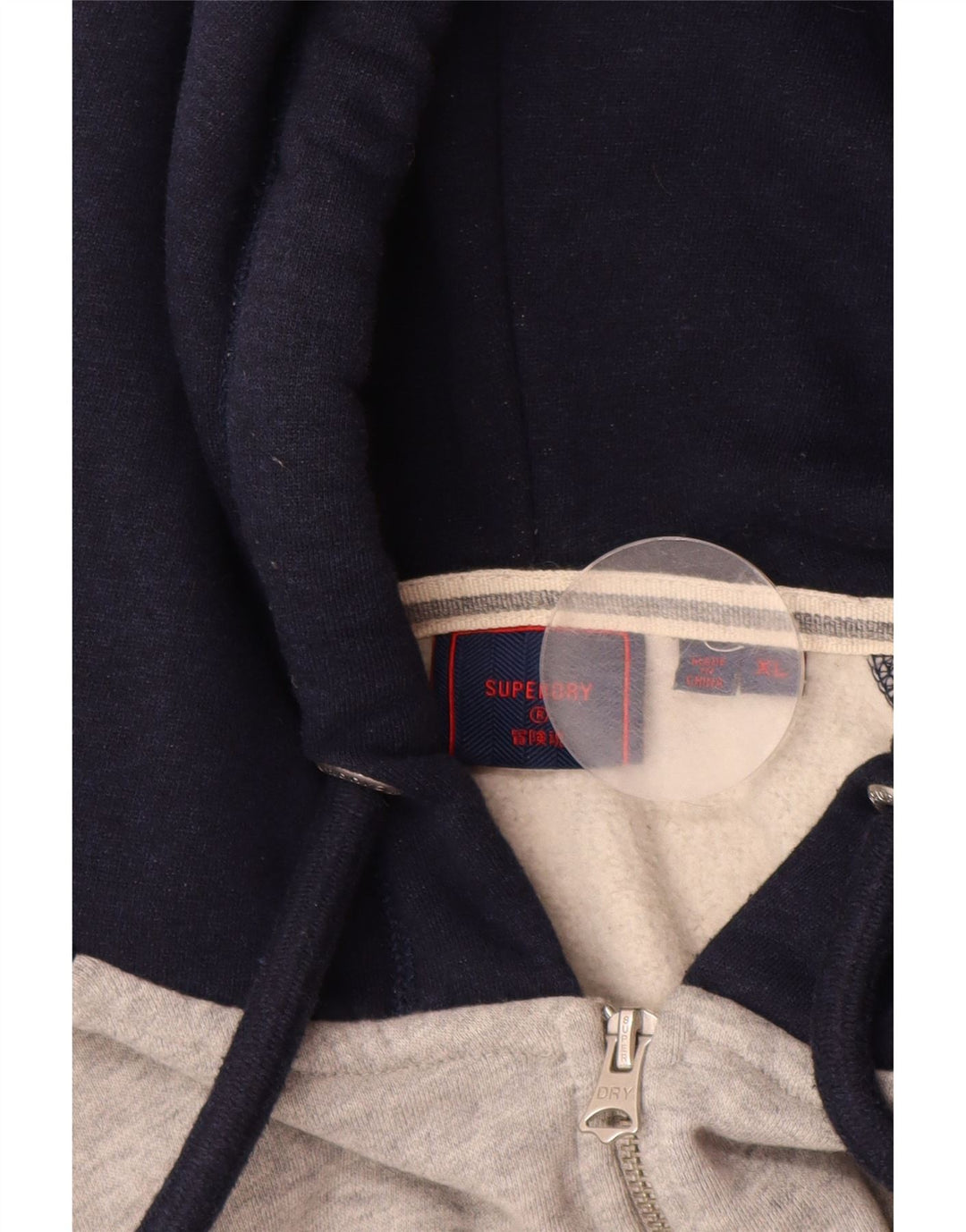 Suéter masculino SUPERDRY com capuz e zíper XL cinza colorblock algodão