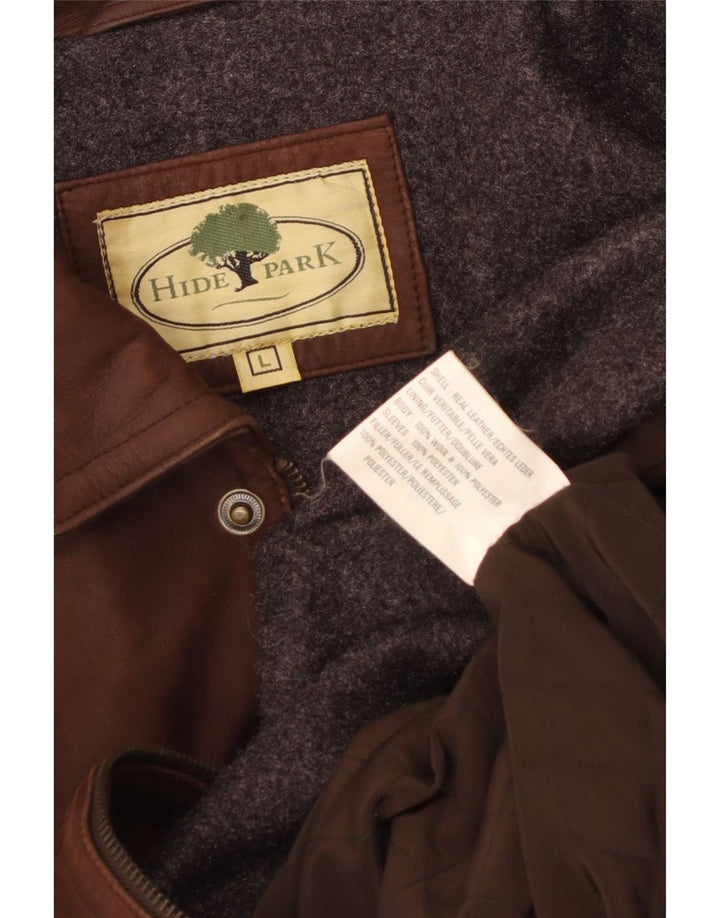 Jaqueta de couro masculina Hidepark UK 40 grande couro marrom