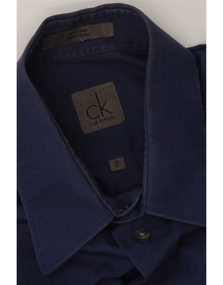 Camisa masculina Calvin Klein tamanho 17 XL algodão azul