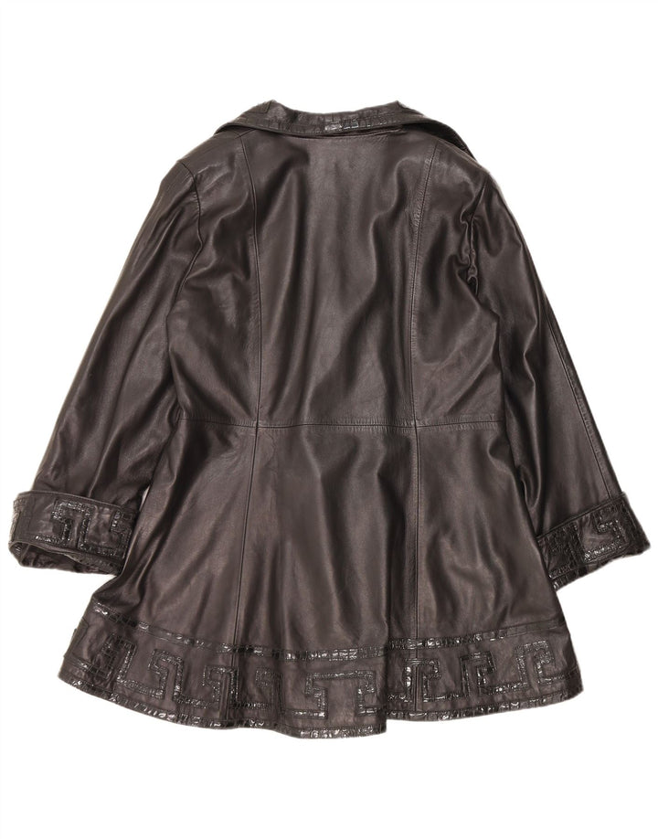 Jaqueta de couro feminina vintage Reino Unido 14 couro preto médio