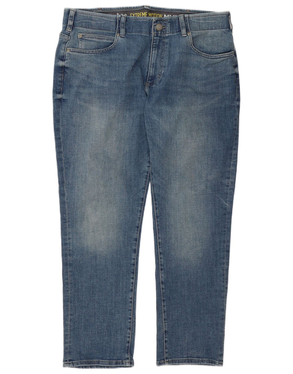 Lee Womens Extreme Motion Tapered Straight Jeans W36 L30 Azul Algodão