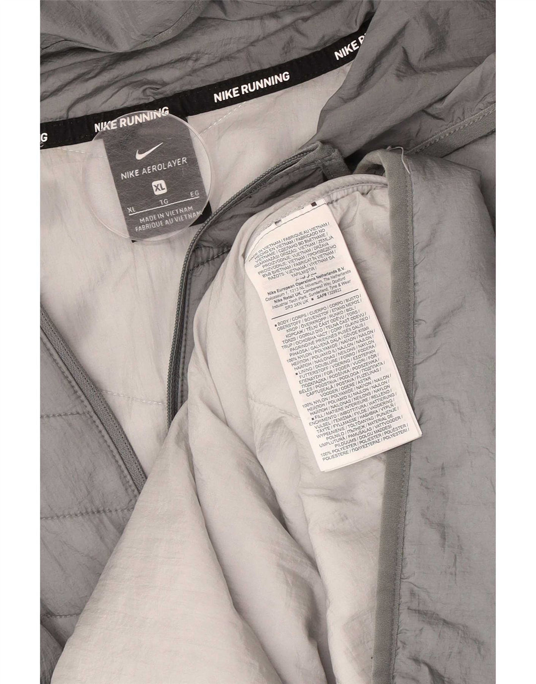 Jaqueta acolchoada com capuz masculina Nike UK 42 XL cinza nylon