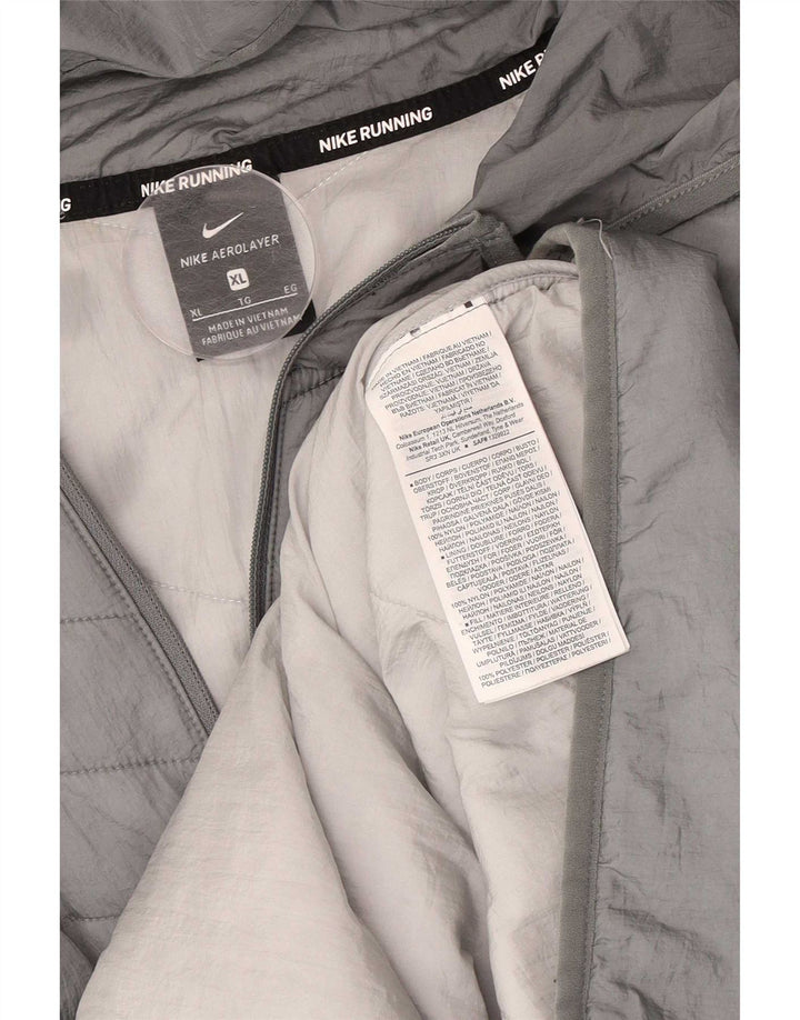 Jaqueta acolchoada com capuz masculina Nike UK 42 XL cinza nylon