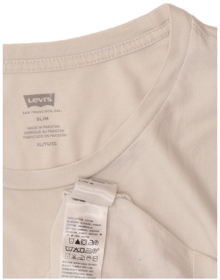 Camiseta masculina LEVI'S Slim Fit Top XL de algodão branco