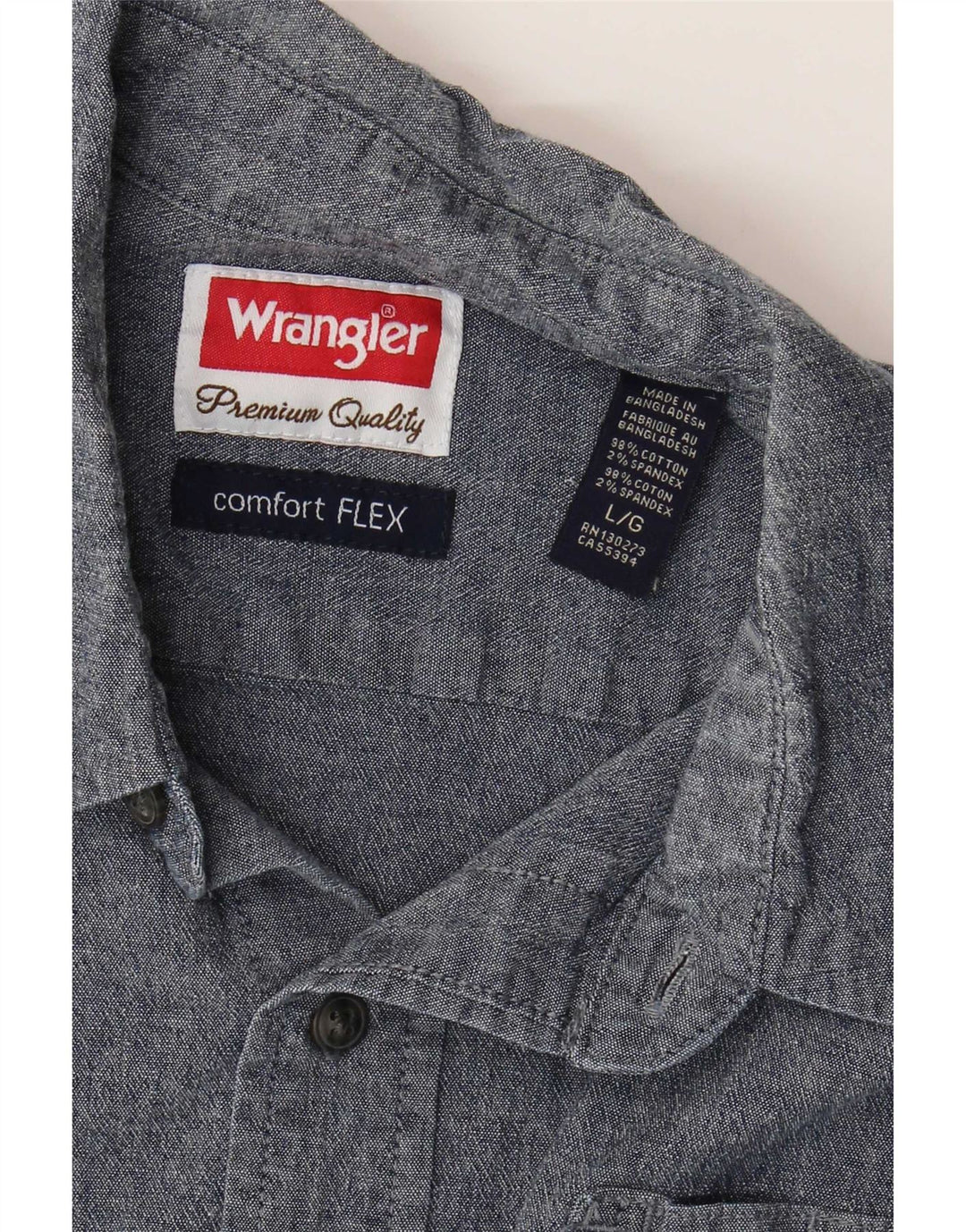 Wrangler Camisa masculina de manga curta grande algodão azul