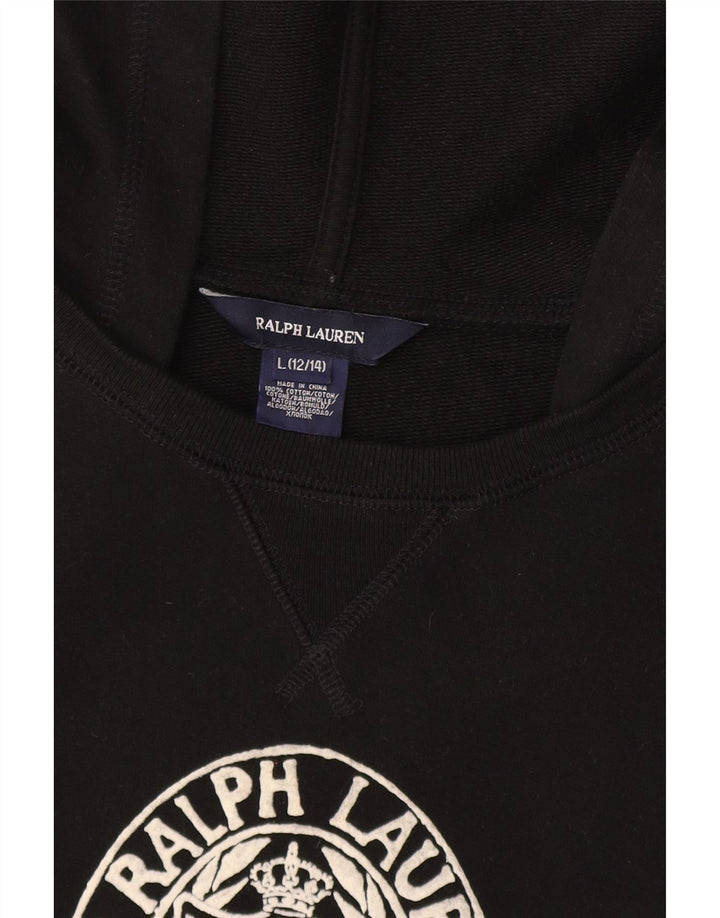 Ralph Lauren Vestido feminino estampado com cintura baixa 12-13 anos grande algodão preto