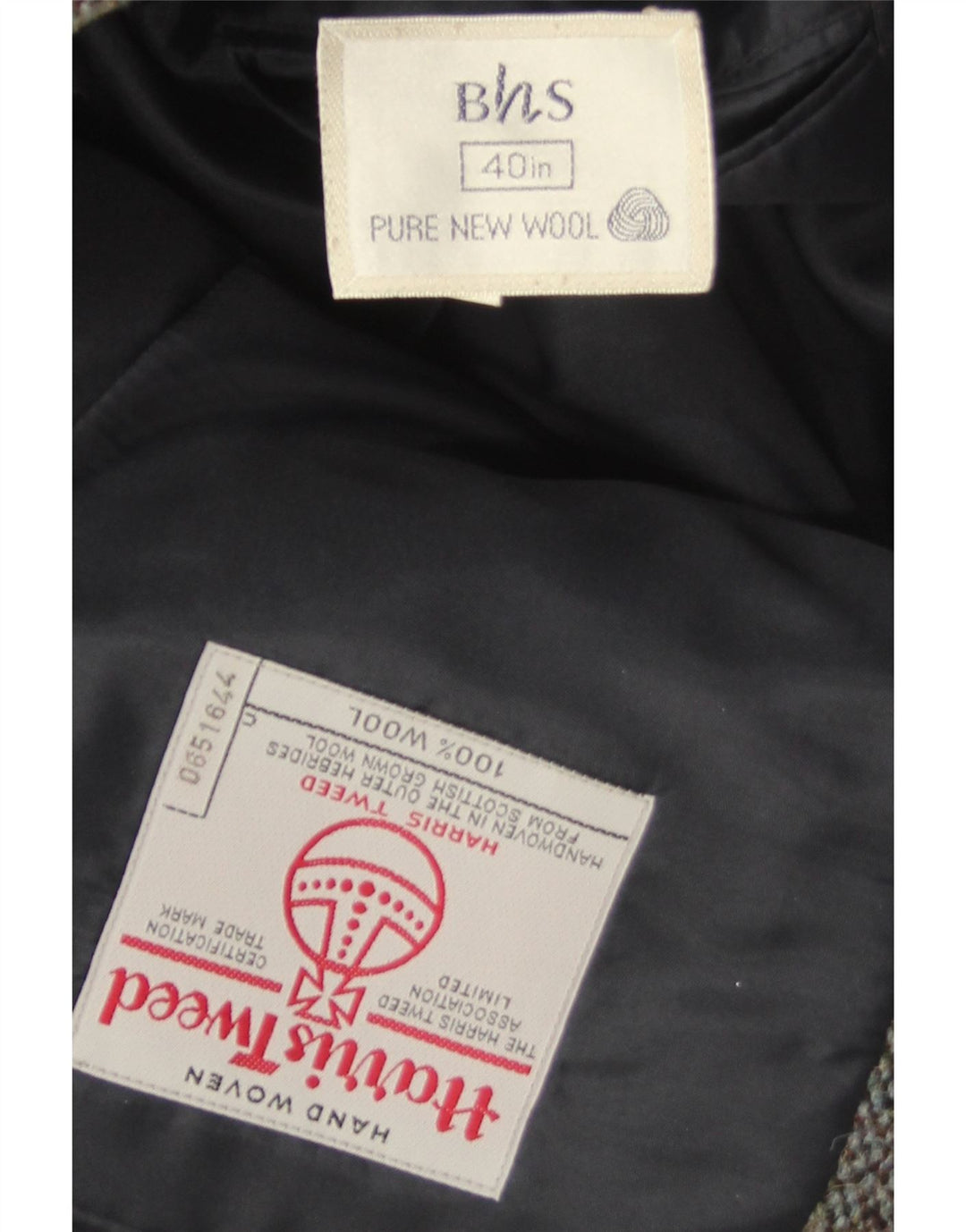 Jaqueta BHS masculina Harris Tweed Blazer Reino Unido 38 cinza médio manchado de lã nova