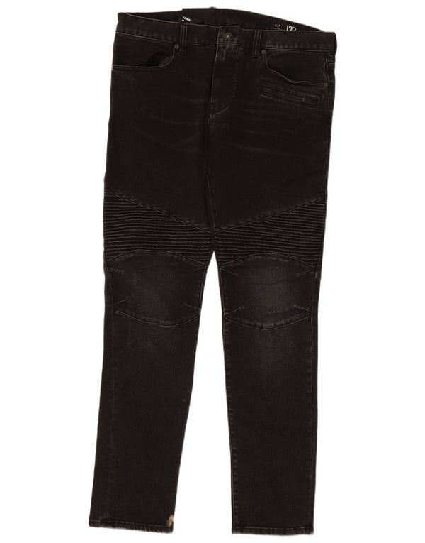 Armani Exchange Mens Biker Skinny Jeans W36 L31 Algodão Preto