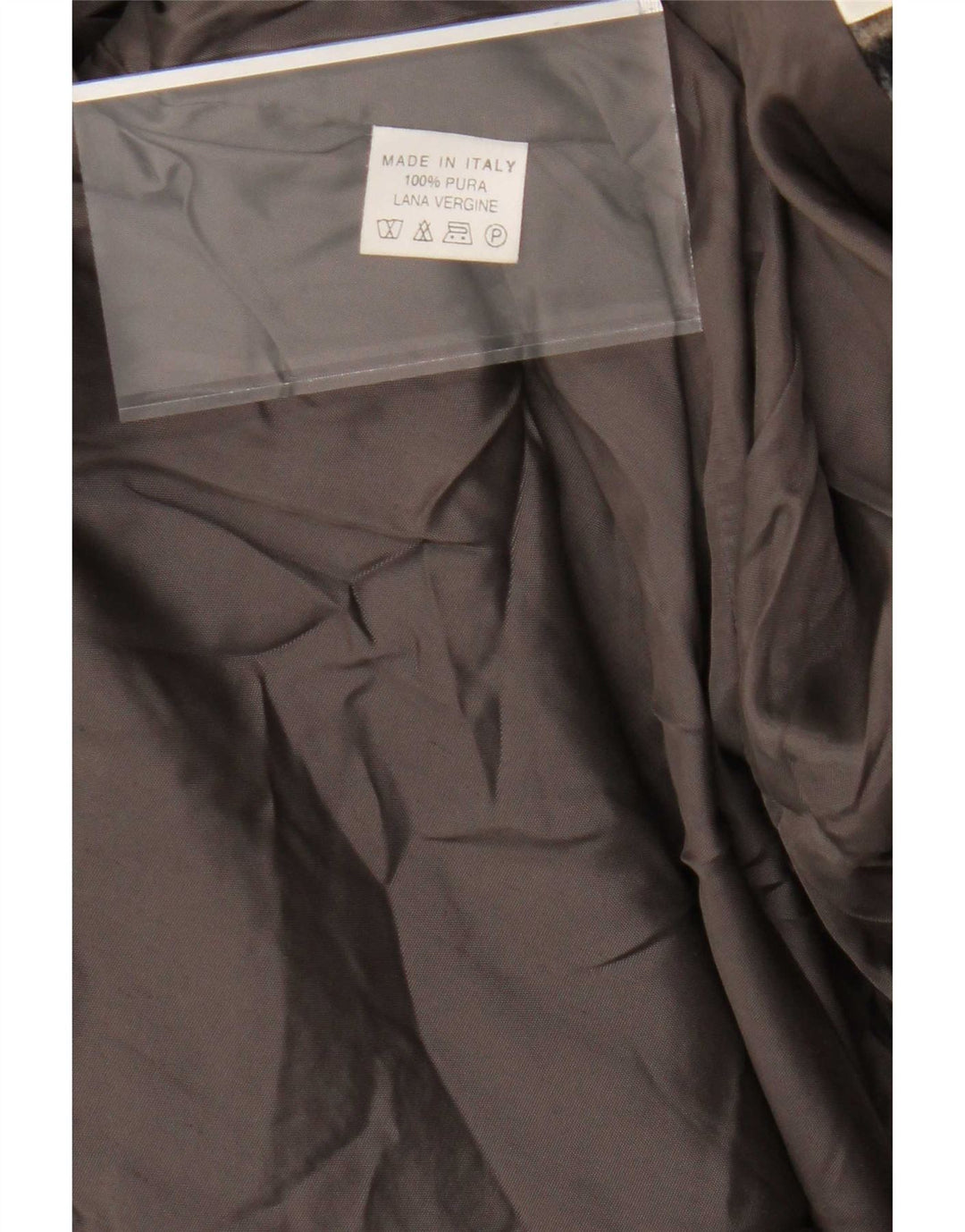 Sobretudo feminino vintage Reino Unido 14 lã virgem xadrez marrom médio