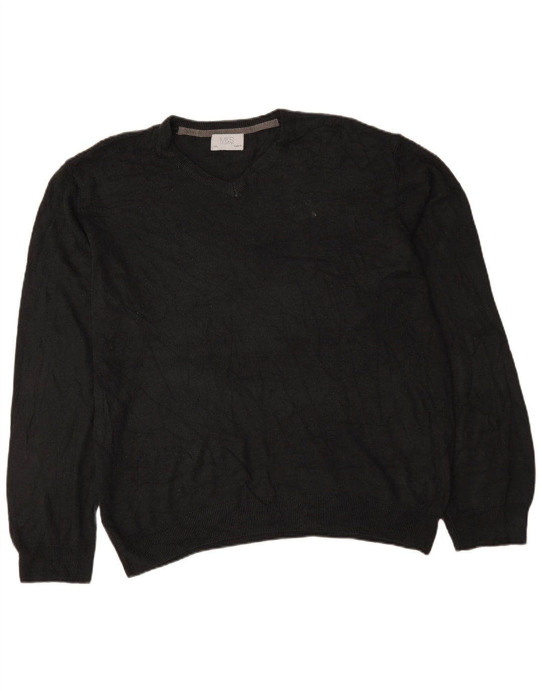 Suéter masculino Marks & Spencer com ajuste regular e decote em V 2XL acrílico preto