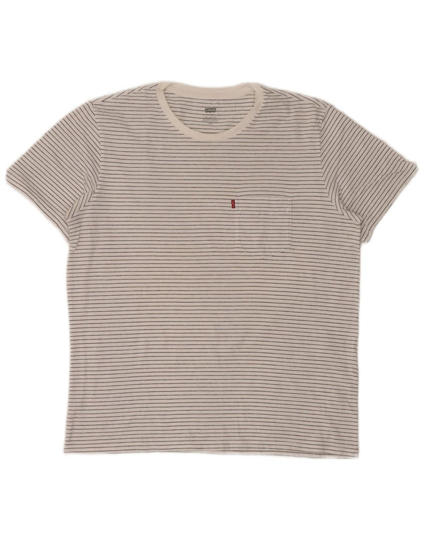 Camiseta masculina Levi's Top grande de algodão listrado branco
