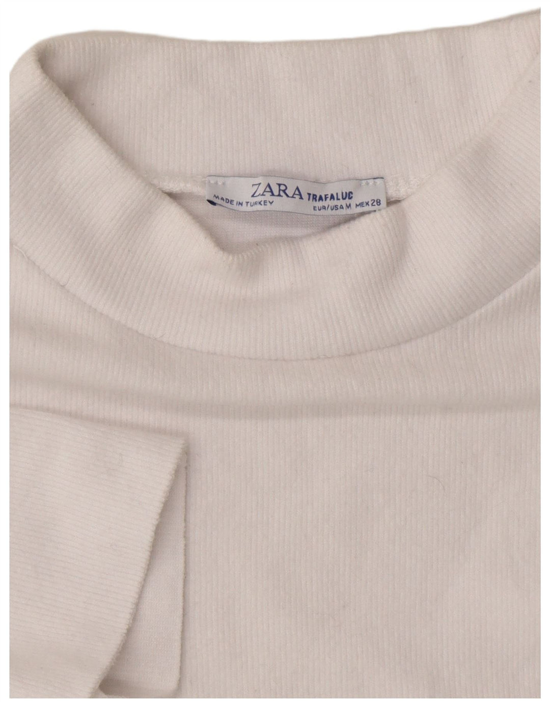 Suéter feminino Zara com manga curta e gola tartaruga Reino Unido 12 médio branco