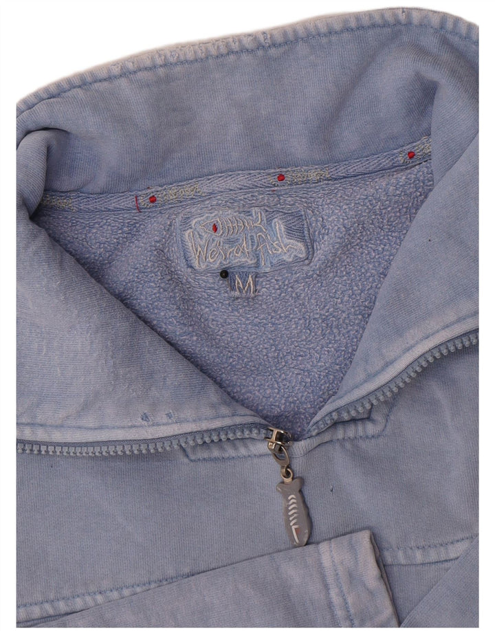 Moletom masculino Weird Fish com zíper e gola em algodão azul médio
