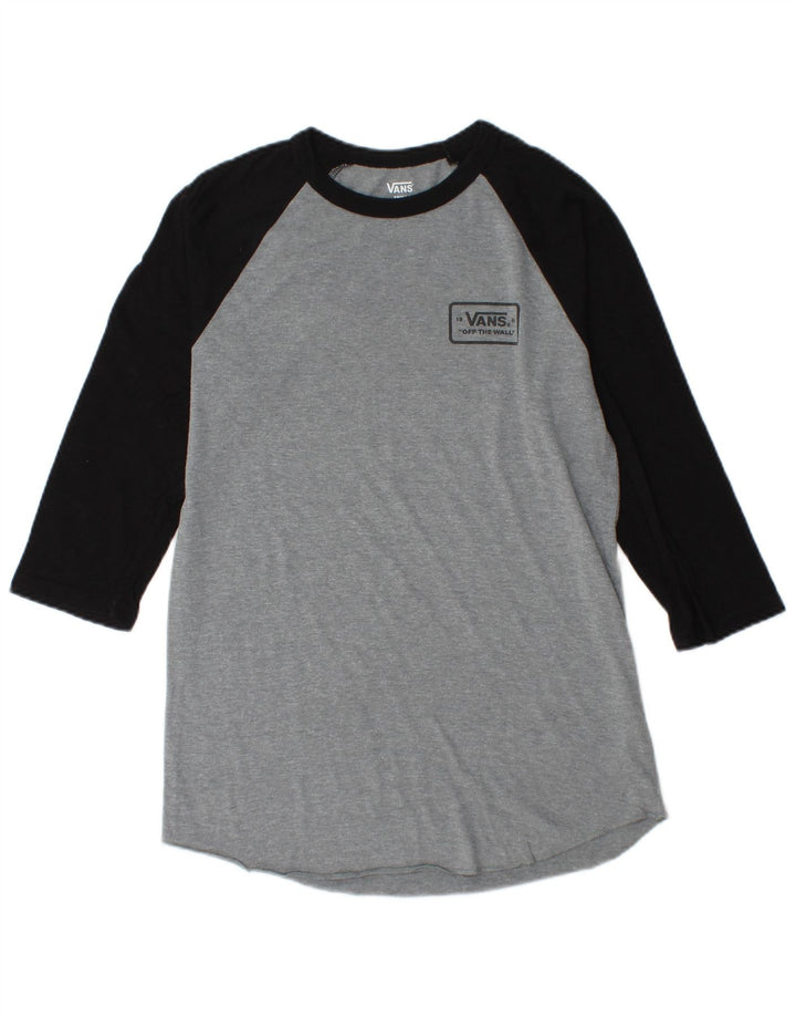 Vans Mens Graphic Top manga 3/4 pequeno algodão cinza