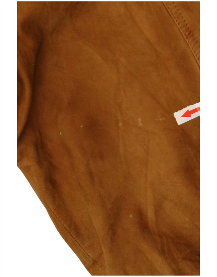 Jaqueta bomber masculina de camurça FABIO D Reino Unido 40 grande couro bege