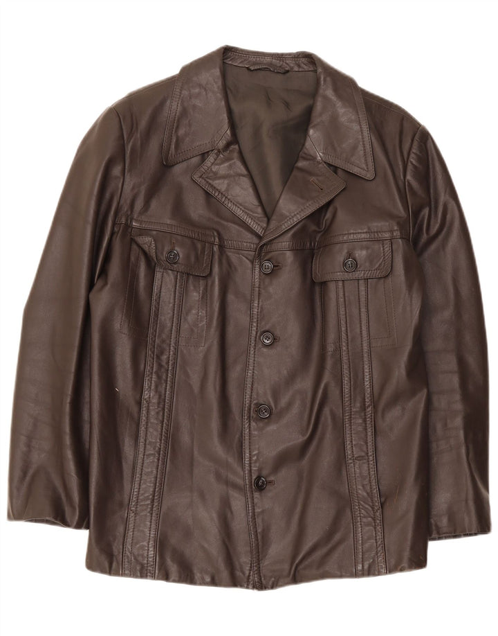 Jaqueta de couro masculina vintage UK 38 marrom médio