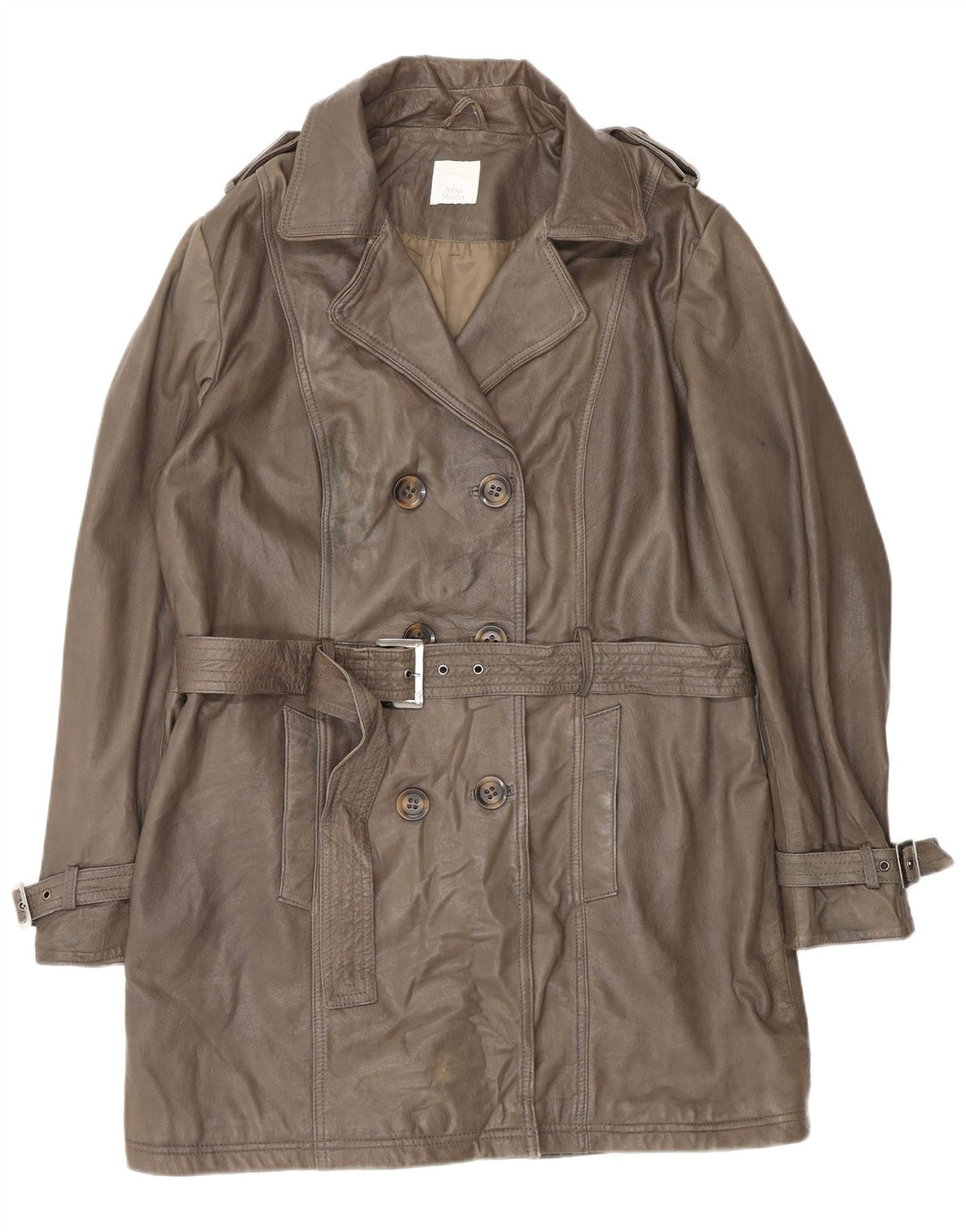 Casaco de couro militar feminino ALBA MODA UK 20 2XL couro marrom