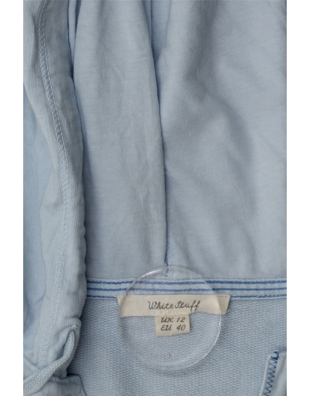 WHITE STUFF Suéter feminino com capuz Reino Unido 12 algodão azul médio