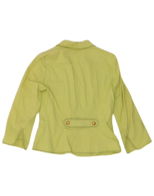 Luisa Spagnoli Jaqueta blazer feminina manga 3/4 4 botões IT 42 verde médio