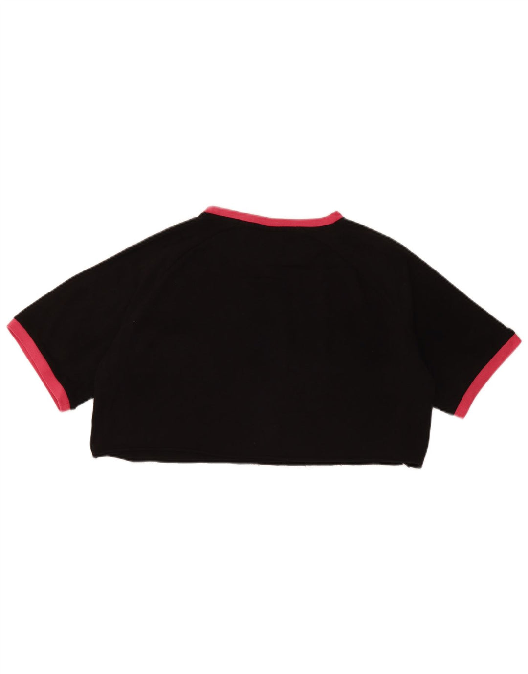 KAPPA Camiseta Feminina Crop Oversized Gráfico Reino Unido 10 Pequeno Algodão Preto